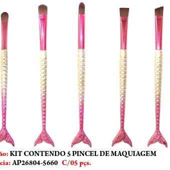 KIT DE PINCEL C/5 PÇS MODELO: SEREIA. KIT DE PINCEL C/5 PÇS MODELO: SEREIA.