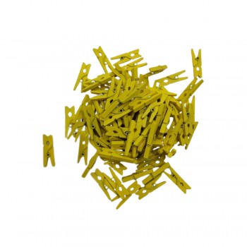 MINI PRENDEDOR COR AMARELO PACOTE COM 100 UNIDADES 25MM