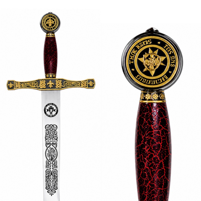 ESPADA DECORATIVA DE METAL COM LÂMINA SEM CORTE E SUPORTE DE MADEIRA REF: PFL13924 ESPADA DECORATIVA DE METAL COM LÂMINA SEM CORTE E SUPORTE DE MADEIRA REF: PFL13924