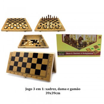 JOGO DE XADREZ, DAMA E GAMÃO 39X39 REF: B3116-39X39 JOGO DE XADREZ, DAMA E GAMÃO 39X39 REF: B3116-39X39
