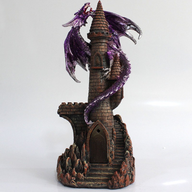 DRAGÃO COM CASTELO DECORATIVO EM RESINA REF: PW190087-11 DRAGÃO COM CASTELO DECORATIVO EM RESINA REF: PW190087-11