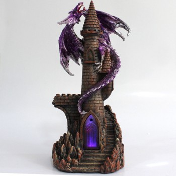 DRAGÃO COM CASTELO DECORATIVO EM RESINA REF: PW190087-11 DRAGÃO COM CASTELO DECORATIVO EM RESINA REF: PW190087-11