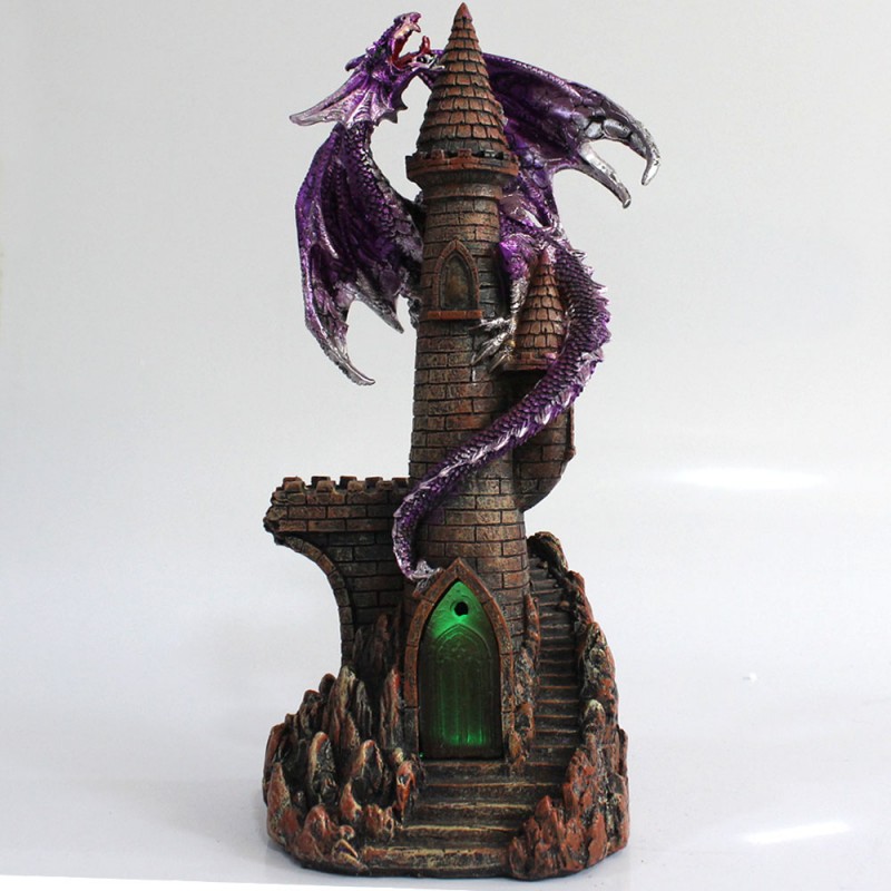 DRAGÃO COM CASTELO DECORATIVO EM RESINA REF: PW190087-11 DRAGÃO COM CASTELO DECORATIVO EM RESINA REF: PW190087-11