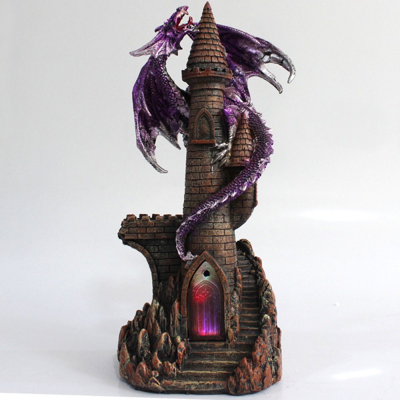 DRAGÃO COM CASTELO DECORATIVO EM RESINA REF: PW190087-11 DRAGÃO COM CASTELO DECORATIVO EM RESINA REF: PW190087-11