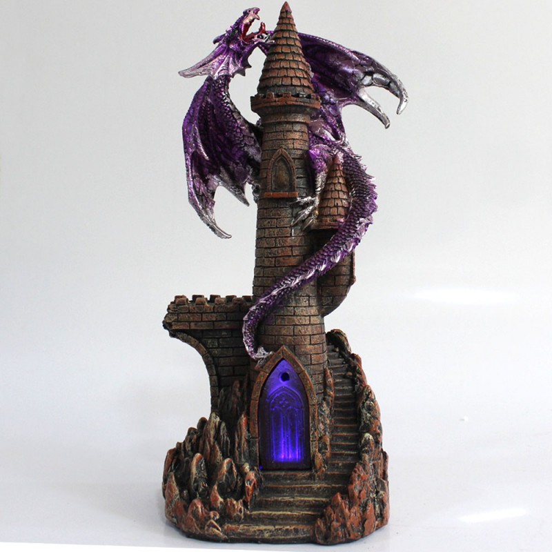 DRAGÃO COM CASTELO DECORATIVO EM RESINA REF: PW190087-11 DRAGÃO COM CASTELO DECORATIVO EM RESINA REF: PW190087-11