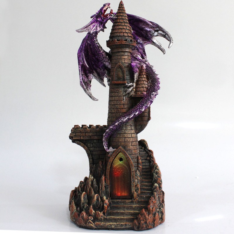 DRAGÃO COM CASTELO DECORATIVO EM RESINA REF: PW190087-11 DRAGÃO COM CASTELO DECORATIVO EM RESINA REF: PW190087-11