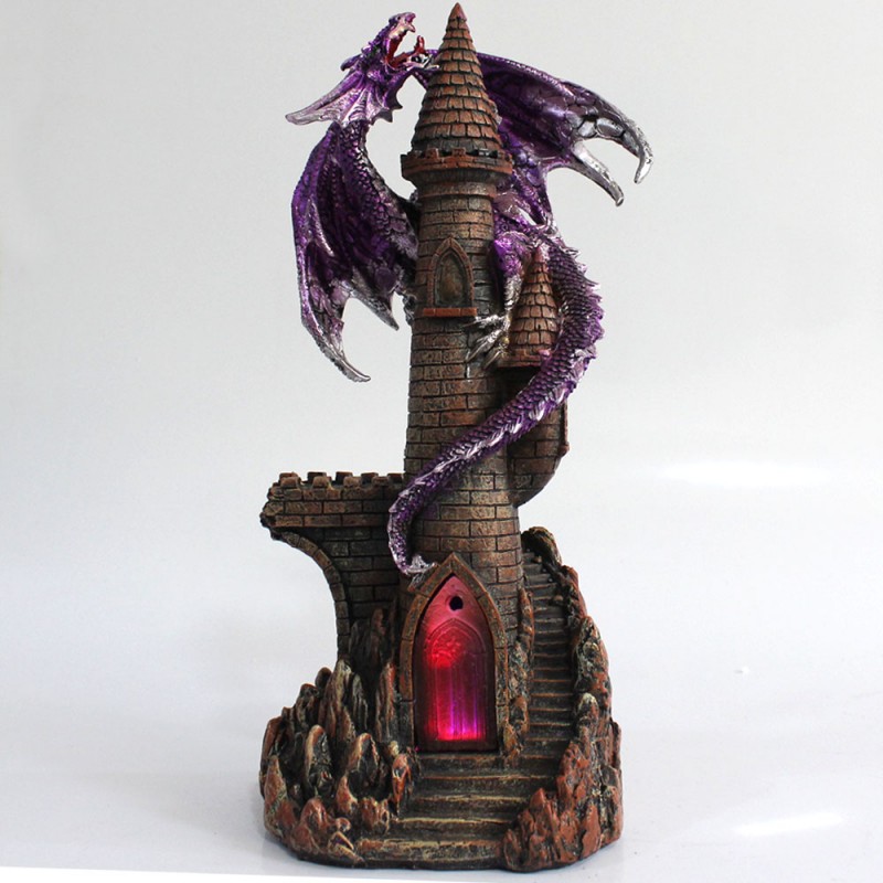 DRAGÃO COM CASTELO DECORATIVO EM RESINA REF: PW190087-11 DRAGÃO COM CASTELO DECORATIVO EM RESINA REF: PW190087-11