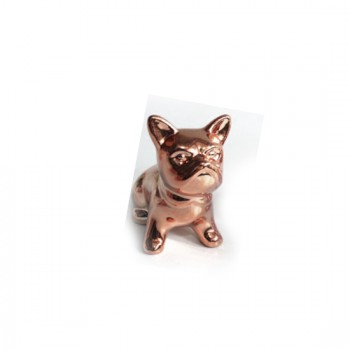 ENFEITE EM CERAMICA MODELO CACHORRO ROSE