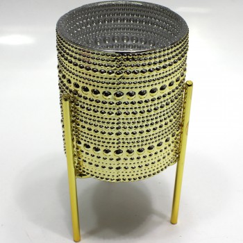 VASO DECORATIVO EM VIDRO C/SUPORTE EM METAL