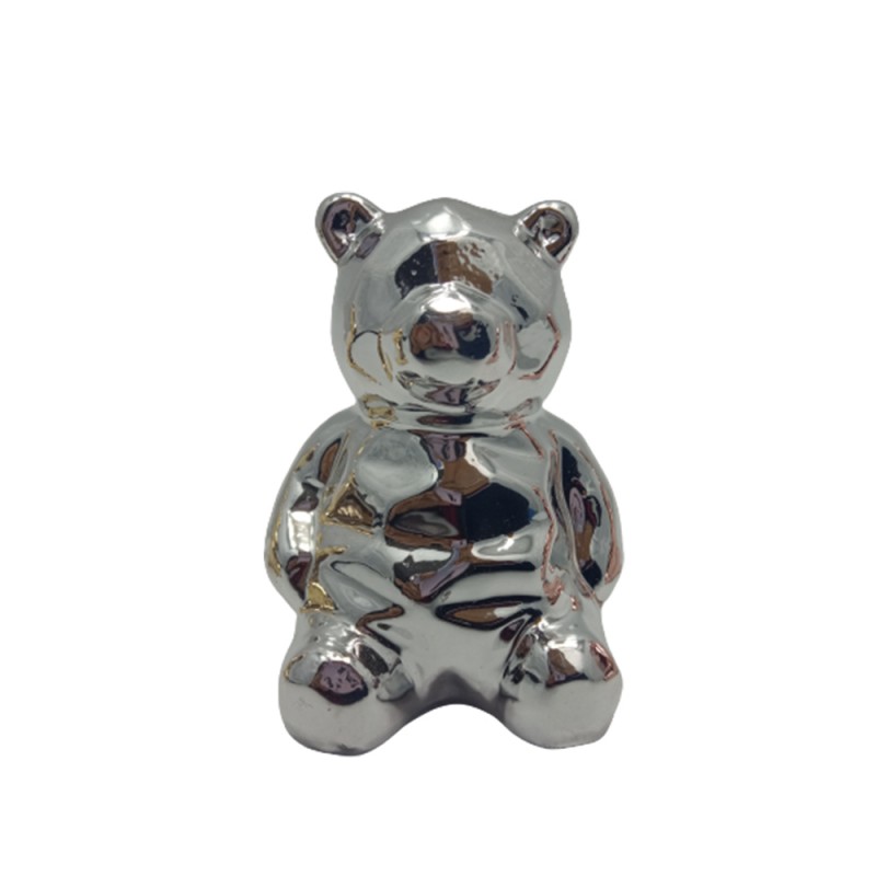 ENFEITE URSO DE CERAMICA PRATA