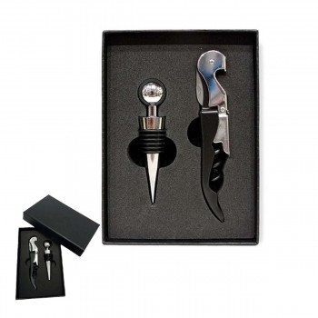 KIT 2 ACESSÓRIOS 1 SACA-ROLHAS MANUAL, 1 TAMPA PARA GARRAFA DE VINHO EM METAL REF: AP36666-2SET KIT 2 ACESSÓRIOS 1 SACA-ROLHAS MANUAL, 1 TAMPA PARA GARRAFA DE VINHO EM METAL REF: AP36666-2SET