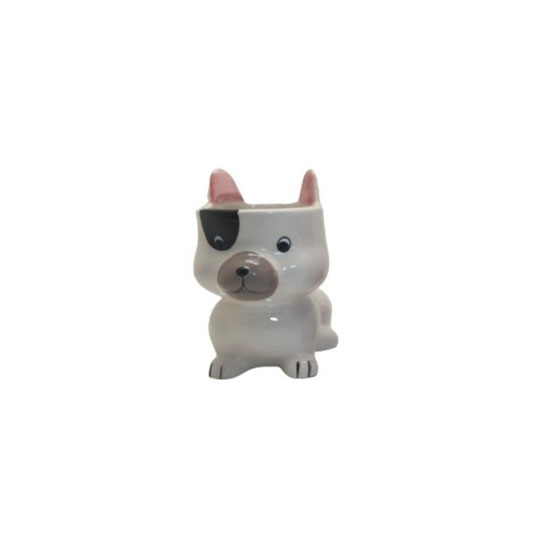 CACHEPOT DEC.CERAMICA P/PLANTA MOD.CACHORRO  BRANCO