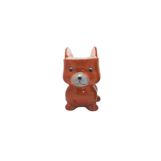 CACHEPOT DEC.CERAMICA P/PLANTA MOD.CACHORRO  MARROM CLARO