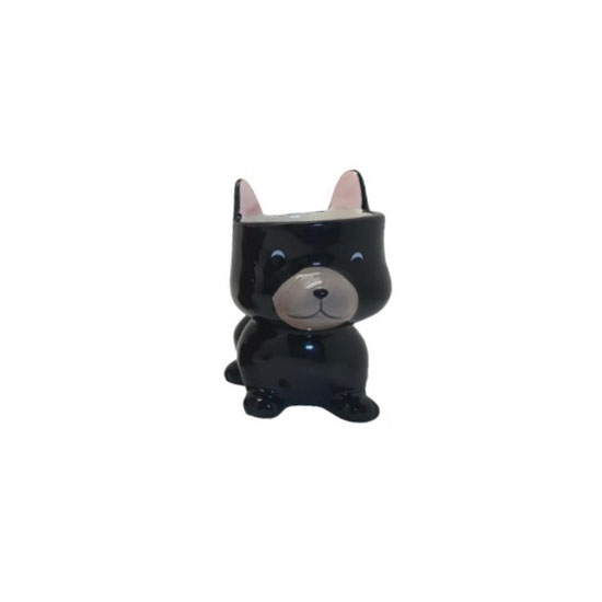 CACHEPOT DEC.CERAMICA P/PLANTA MOD.CACHORRO  PRETO