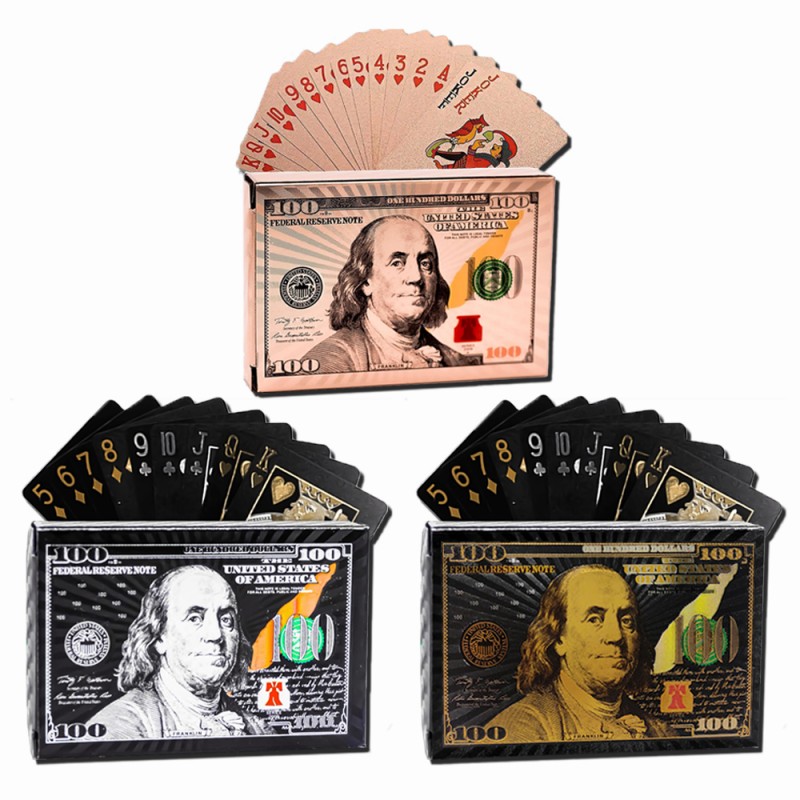 JOGO DE BARALHO METALIZADO MODELO DÓLAR REF: AP25754-2TC JOGO DE BARALHO METALIZADO MODELO DÓLAR REF: AP25754-2TC