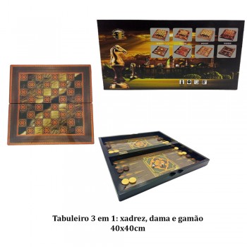 JG MANUAL DE SALÃO 3 EM 1 XADREZ/DAMA/GAMÃO 