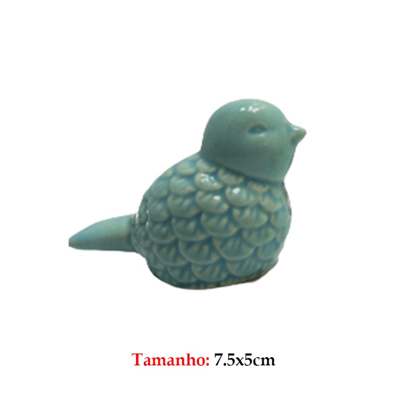 ENFEITE CERAMICA PASSARO AZUL