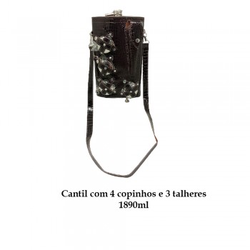 CANTIL 1890ML COM 4 COPOS E 3 TALHERES + BOLSA MARROM ESCURO REF: APPT-64A CANTIL 1890ML COM 4 COPOS E 3 TALHERES + BOLSA MARROM ESCURO REF: APPT-64A