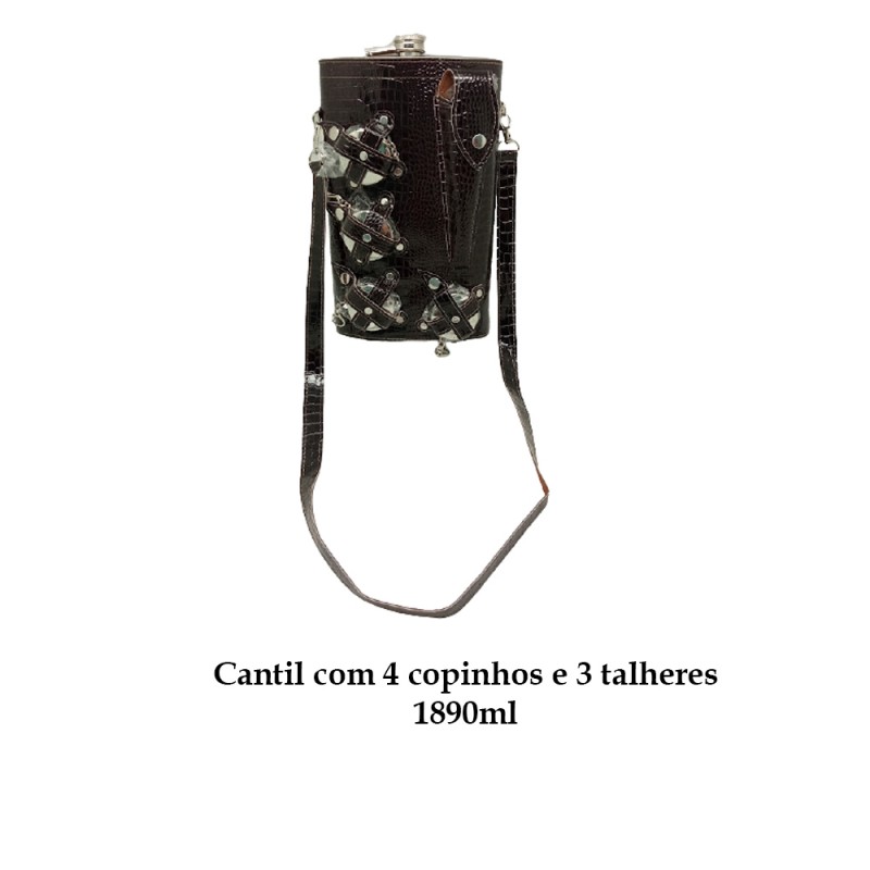 CANTIL 1890ML COM 4 COPOS E 3 TALHERES + BOLSA MARROM ESCURO REF: APPT-64A CANTIL 1890ML COM 4 COPOS E 3 TALHERES + BOLSA MARROM ESCURO REF: APPT-64A