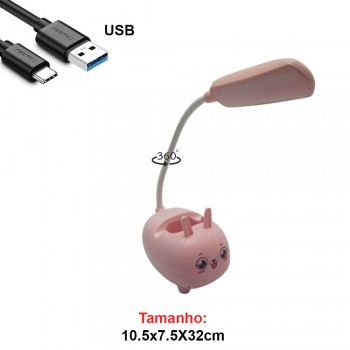 LUM.DEC.LAMP.LED.MESA USA CABO USB MOD.COELHO COR ROSA LUM.DEC.LAMP.LED.MESA USA CABO USB MOD.COELHO COR ROSA