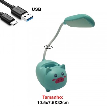 LUM.DEC.LAMP.LED.MESA USA CABO USB MOD.PORCO COR: AZUL LUM.DEC.LAMP.LED.MESA USA CABO USB MOD.PORCO COR: AZUL
