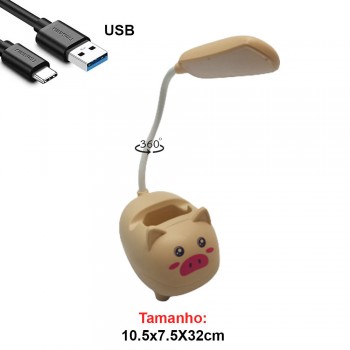 LUM.DEC.LAMP.LED.MESA USA CABO USB MOD.PORCO COR: BEGE LUM.DEC.LAMP.LED.MESA USA CABO USB MOD.PORCO COR: BEGE