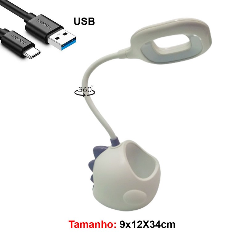 LUM.DEC.LAMP.LED. USA CABO USB MOD.DINOSSAU COR: BRANCO LUM.DEC.LAMP.LED. USA CABO USB MOD.DINOSSAU COR: BRANCO