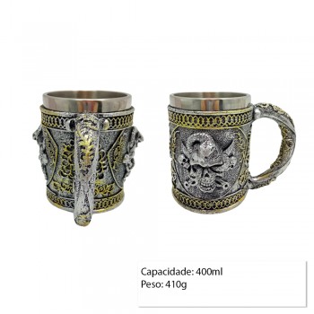 CANECA METAL REVEST.RESINA MOD.CAVEIRA 400ML REF:AP-B9136-2 CANECA METAL REVEST.RESINA MOD.CAVEIRA 400ML REF:AP-B9136-2