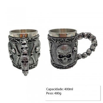 CANECA METAL REVEST.RESINA MOD.CAVEIRA 400ML REF:AP-B9142-1 CANECA METAL REVEST.RESINA MOD.CAVEIRA 400ML REF:AP-B9142-1