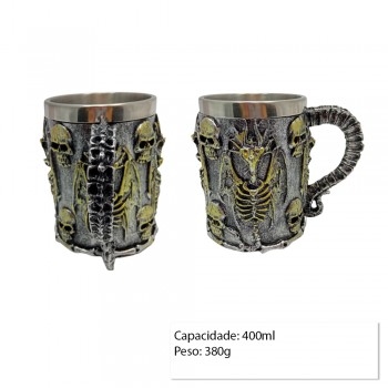 CANECA METAL REVEST.RESINA MOD.CAVEIRA 400ML REF:AP-171041-1 CANECA METAL REVEST.RESINA MOD.CAVEIRA 400ML REF:AP-171041-1