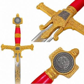 ESPADA DECORATIVA DE METAL COM LÂMINA SEM CORTE E SUPORTE DE MADEIRA REF: PFL139107 ESPADA DECORATIVA DE METAL COM LÂMINA SEM CORTE E SUPORTE DE MADEIRA REF: PFL139107