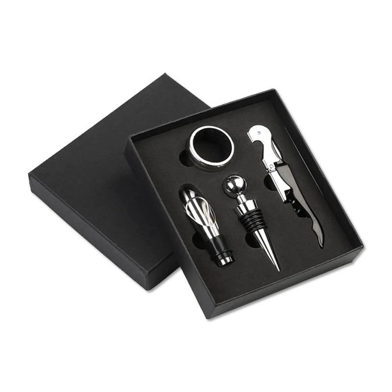 KIT PARA SERVIR VINHO COM 4 PEÇAS EM METAL REF: APJU-704-3 KIT PARA SERVIR VINHO COM 4 PEÇAS EM METAL REF: APJU-704-3