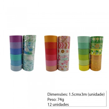 FITA ADESIVA C/6 COLORIDAS+6 ESTAMPADAS REF: AP24029P1.5-3 FITA ADESIVA C/6 COLORIDAS+6 ESTAMPADAS REF: AP24029P1.5-3
