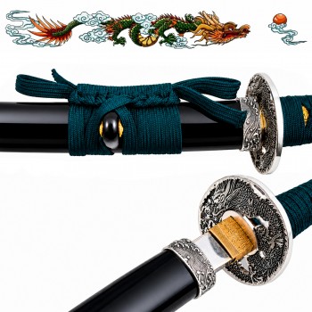KATANA DECORATIVA DE METAL COM LÂMINA SEM CORTE E SUPORTE DE MADEIRA REF: PFL22970