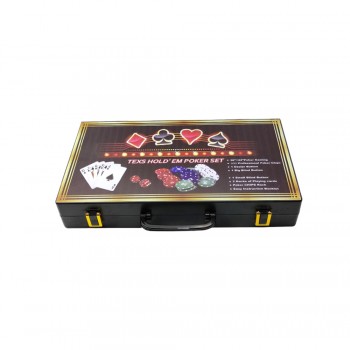 JOGO POKER EM MALETA DE PLÁSTICO COM 300 FICHAS E BARALHO  REF: AP300-C