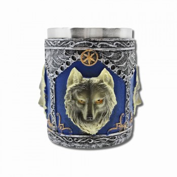CANECA MEDIEVAL MODELO LOBOS EM RESINA E INOX 400ML REF: 2014-2B CANECA MEDIEVAL MODELO LOBOS EM RESINA E INOX 400ML REF: 2014-2B