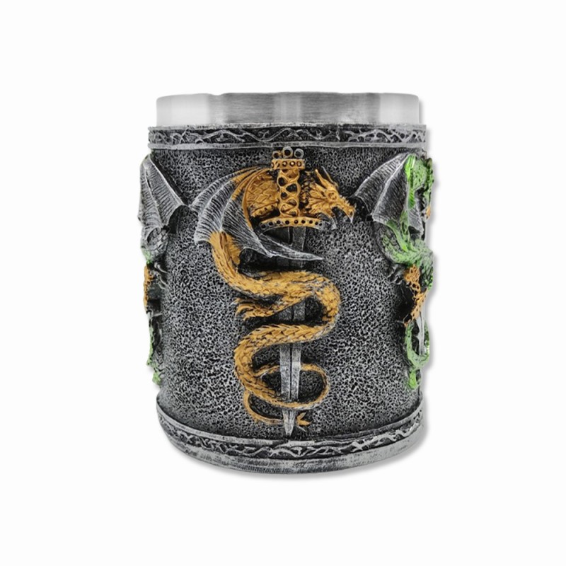 CANECA MEDIEVAL MODELO DRAGÃO EM RESINA E INOX 400ML REF: 2010B CANECA MEDIEVAL MODELO DRAGÃO EM RESINA E INOX 400ML REF: 2010B