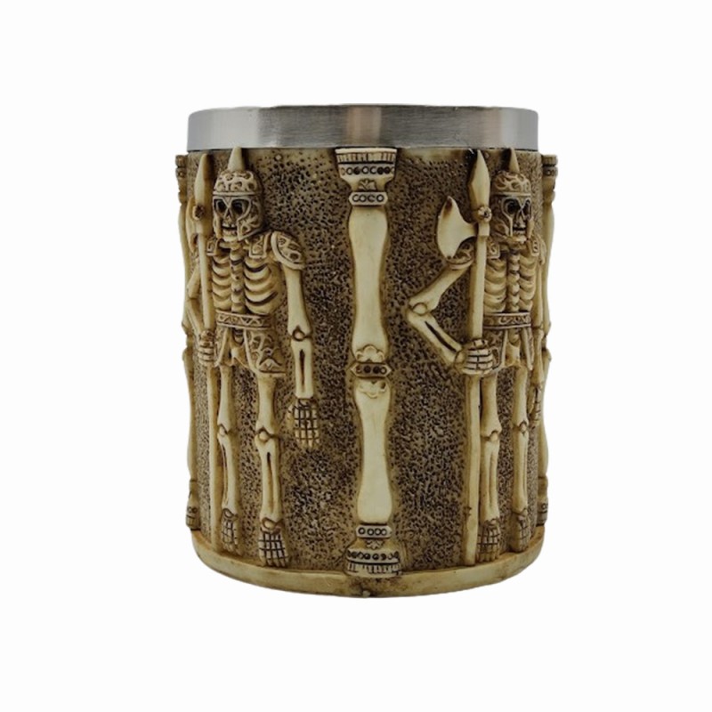 CANECA MEDIEVAL MODELO CAVEIRA RESINA E INOX 400ML REF: 2008B