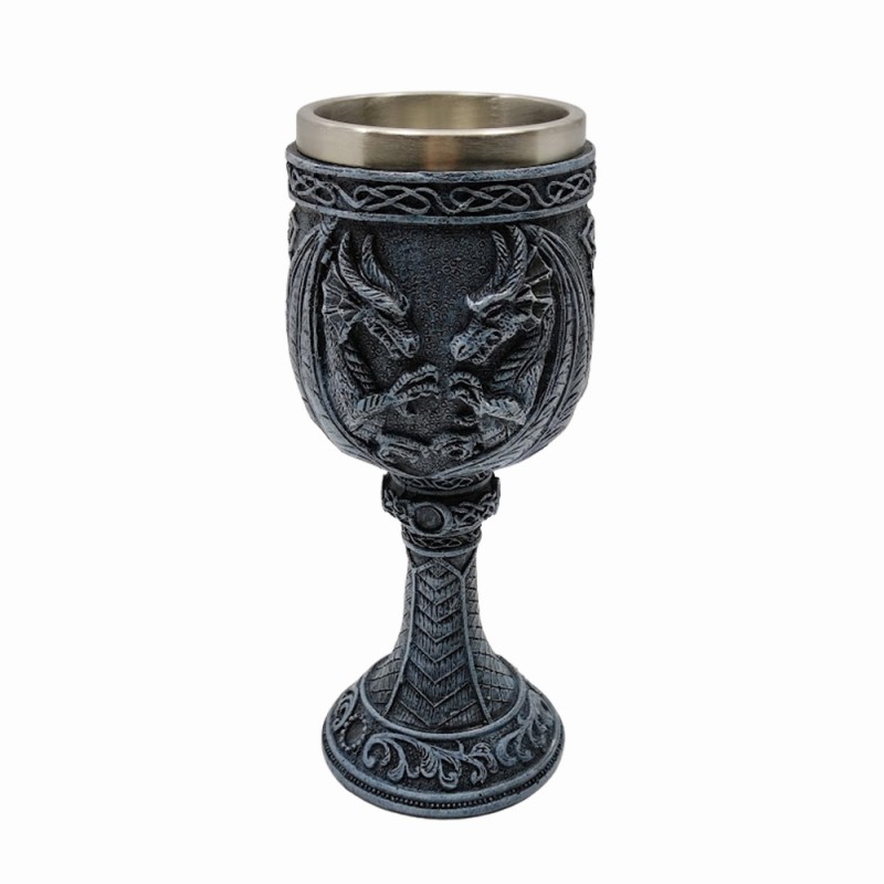 TAÇA MEDIEVAL MODELO DRAGÕES EM INOX E RESINA 180ML REF: 220035A TAÇA MEDIEVAL MODELO DRAGÕES EM INOX E RESINA 180ML REF: 220035A
