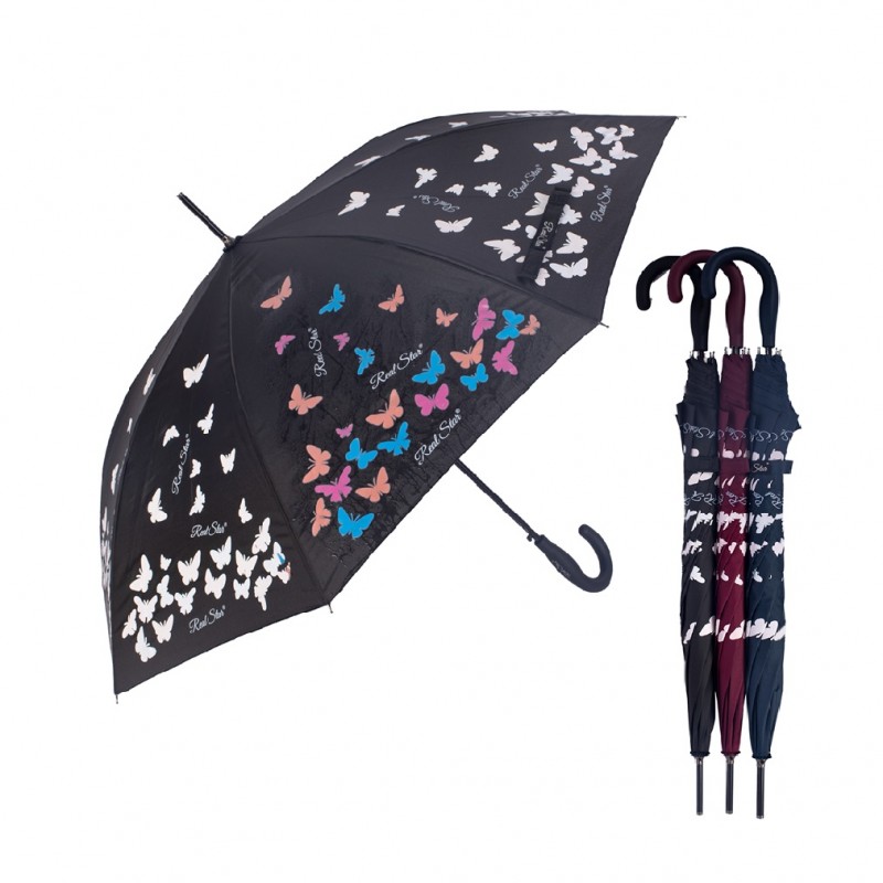 GUARDA CHUVA LONGO MUDA DE COR MODELO BORBOLETAS 60CM REF: AP1810 GUARDA CHUVA LONGO MUDA DE COR MODELO BORBOLETAS 60CM REF: AP1810
