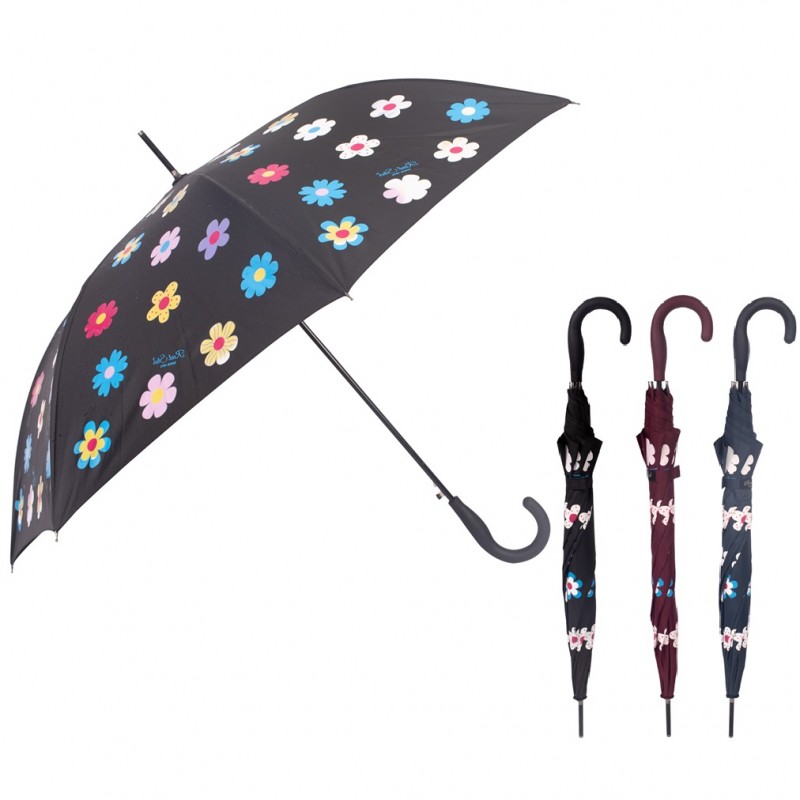 GUARDA CHUVA LONGO MUDA DE COR MODELO FLORES 60CM REF: APRST1811 GUARDA CHUVA LONGO MUDA DE COR MODELO FLORES 60CM REF: APRST1811