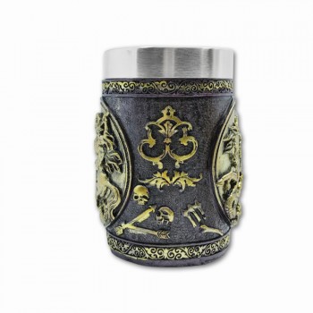 CANECA MEDIEVAL MODELO SÃO JORGE EM RESINA E INOX 400ML REF: AP220100B CANECA MEDIEVAL MODELO SÃO JORGE EM RESINA E INOX 400ML REF: AP220100B