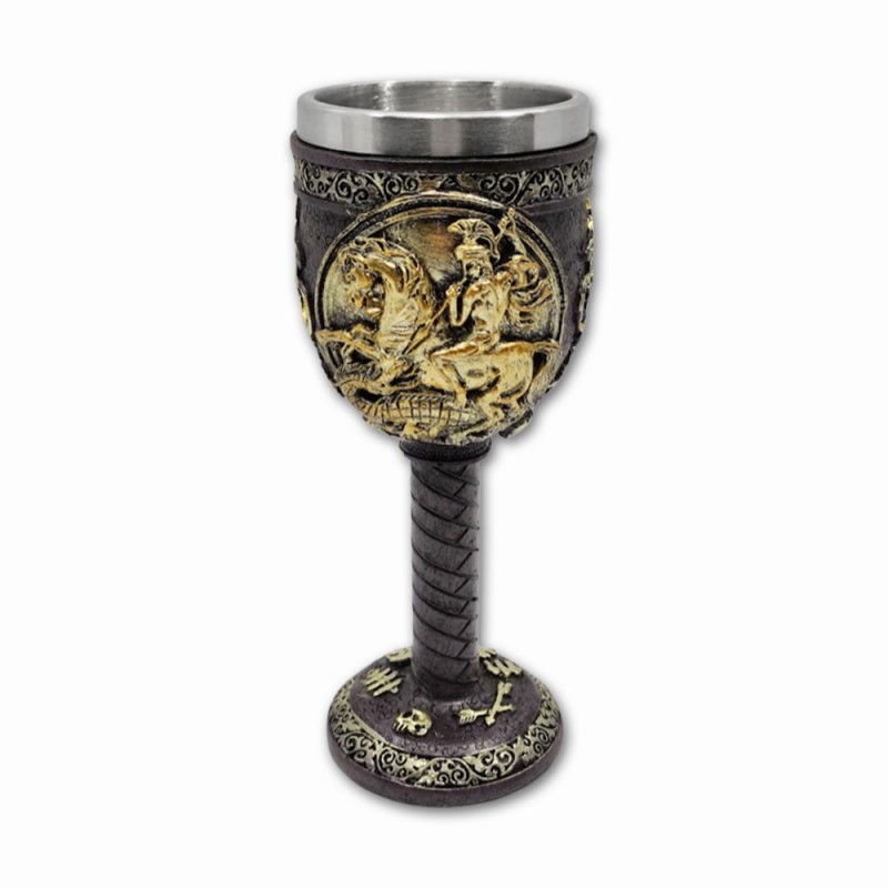 TAÇA MEDIEVAL MODELO SÃO JORGE EM RESINA 180ML REF: AP220101A