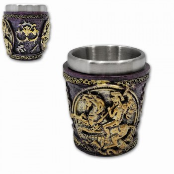COPO SHOT MEDIEVAL MODELO SÃO JORGE EM RESINA 50ML REF: X023C