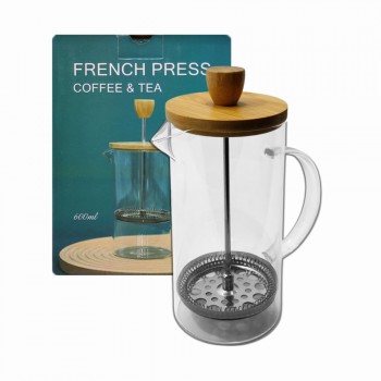 CAFETEIRA PRENSA FRANCESA EM VIDRO E BAMBU 600ML REF: APXC-FB012 CAFETEIRA PRENSA FRANCESA EM VIDRO E BAMBU 600ML REF: APXC-FB012