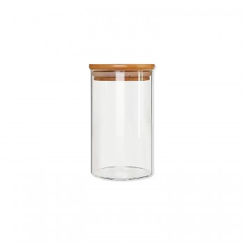 POTE DE VIDRO COM TAMPA EM BAMBU 750ML REF: APP1012
