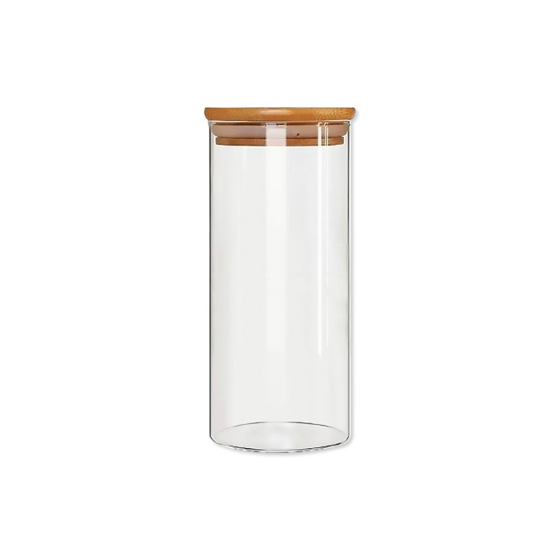 POTE DE VIDRO COM TAMPA EM BAMBU 1100ML REF: APP1018 POTE DE VIDRO COM TAMPA EM BAMBU 1100ML REF: APP1018