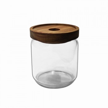 POTE DE VIDRO COM TAMPA EM BAMBU 450ML REF: APW910