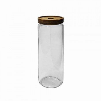 POTE DE VIDRO COM TAMPA EM BAMBU 1.350ML REF: APW925 POTE DE VIDRO COM TAMPA EM BAMBU 1.350ML REF: APW925