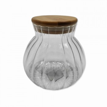 POTE DE VIDRO COM TAMPA EM BAMBU 800ML REF: APM75115 POTE DE VIDRO COM TAMPA EM BAMBU 800ML REF: APM75115